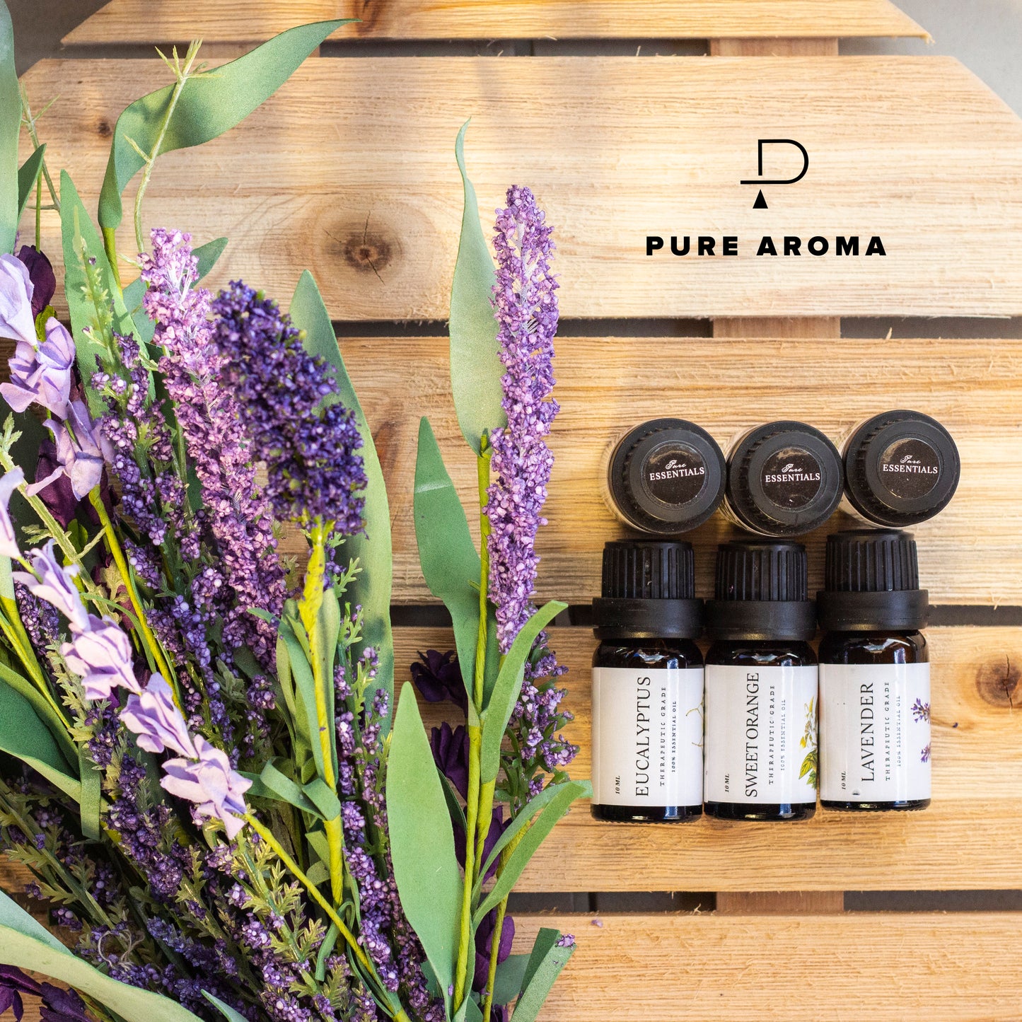 PURE Essentials Oils - Top 6 Aromatherapy Oils in 1 Box (10 Ml)